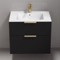 Wall Mounted Black Bathroom Vanity, Modern, 28